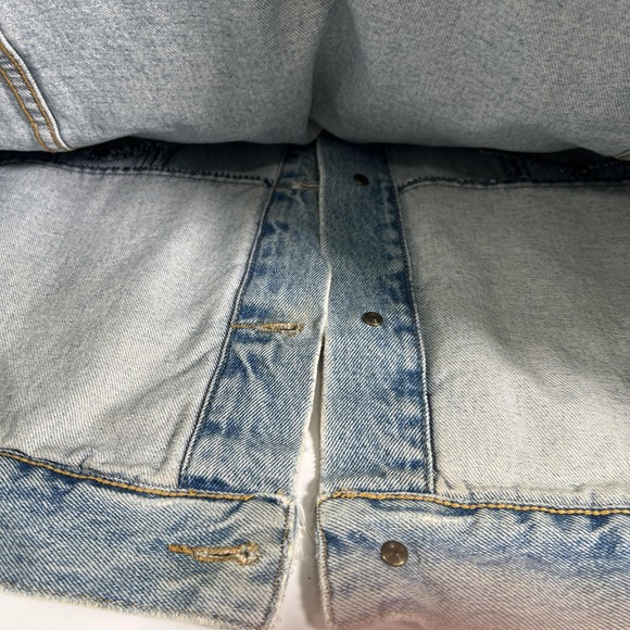 Vintage‎ Structure Distressed Jean Jacket Mens L Blue Denim Trucker Western 90s - Picture 13 of 14